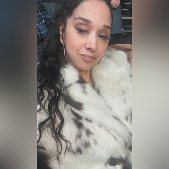 Windsor Cream and Brown Patterned faux fur Coat - Picture 6 of 7